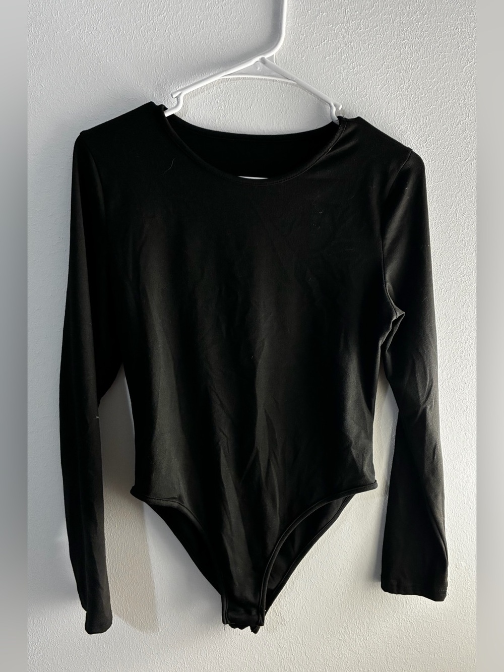 Women's Black Long-Sleeve Crewneck Bodysuit